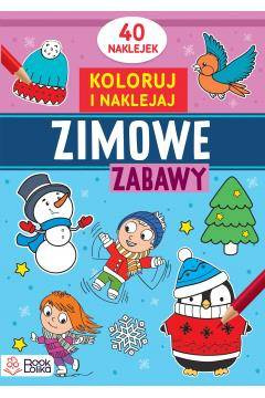 Zimowe zabawy. Koloruj i naklejaj