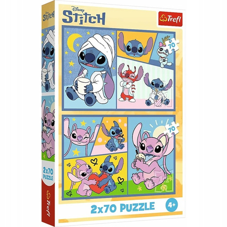 Puzzle 2x70 elem Ze Stitchem nie ma nudy