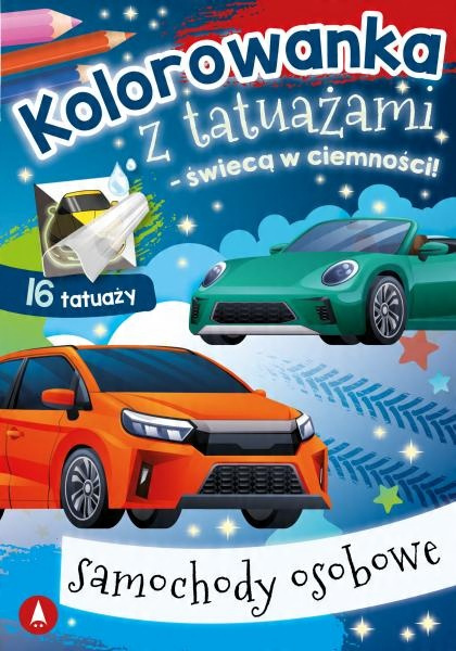 Kolorowanka z tatuażami świecącymi w ciemności. Samochody osobowe