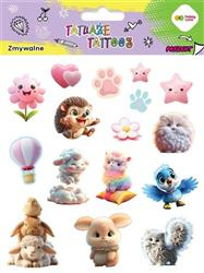 Tatuaże zmywalne ANIMALS FLUFFY 150x200 mm