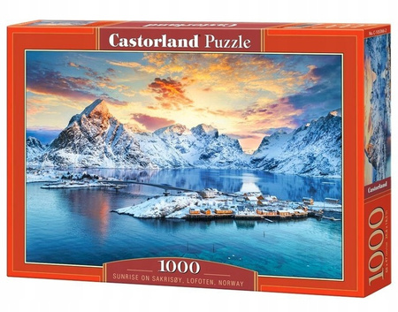 Puzzle 1000 Sunrise on Sakrisoy, Lofoten, Norwegia