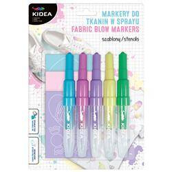 Markery do tkanin 5 kolorów w sprayu z szablonami