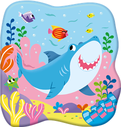 Zabawa w kąpieli. Uśmiechnięty rekin