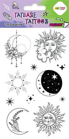 Tatuaże zmywalne SUN AND MOON HAPPY COLOR 100x200 mm