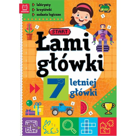  Łamigłówki 7-letniej główki. Labirynty, krzyżówki, zadania logiczne.