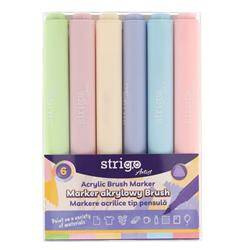 Marker akrylowy Strigo z końcówką Brush w trójkątnej obudowie w 6 kolorach