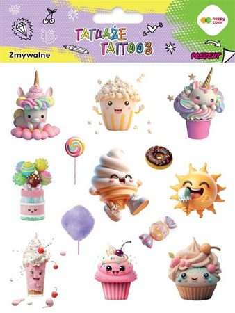 Tatuaże zmywalne SWEETS 150x200 mm