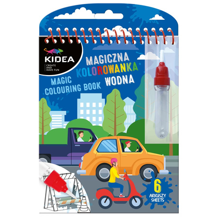 KIDEA Magiczna wielorazowa kolorowanka wodna O Pojazdy