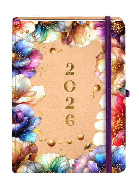 Kalendarz książkowy A5 2026 Kraft tygodniowy Kwiaty