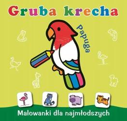 Gruba krecha. Papuga. Kolorowanka z grubym obrysem