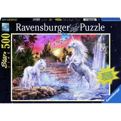 Puzzle 500 Świecące - Jednorożce nad rzeką