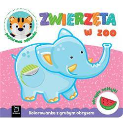 Zwierzęta w zoo. Kolorowanka z grubym obrysem