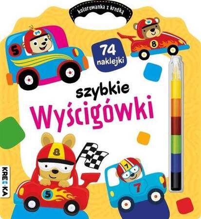 Kolorowanka z kredką. Szybkie wyścigówki