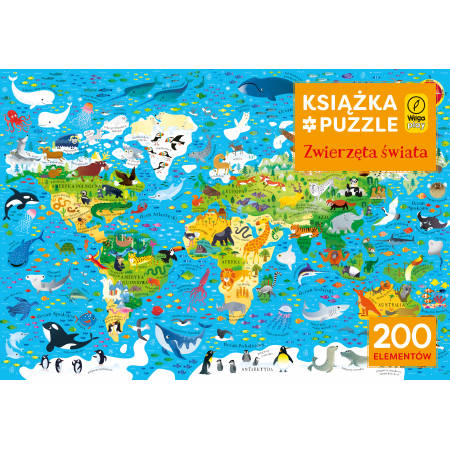 Książka i puzzle 200 elem Zwierzęta świata