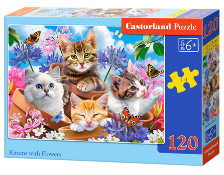 Puzzle 120 Kittens with Flowers / Koty w kwiatach